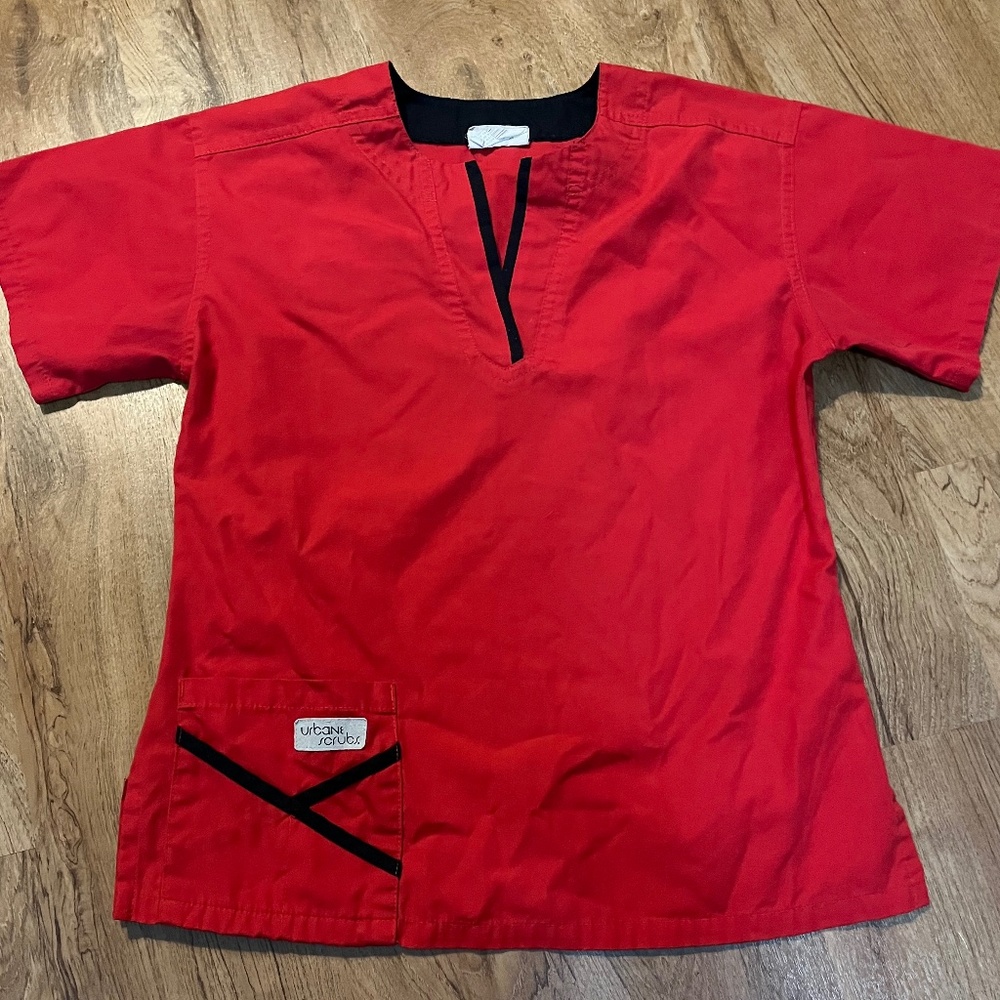XS Urbane cotton red and black scrub